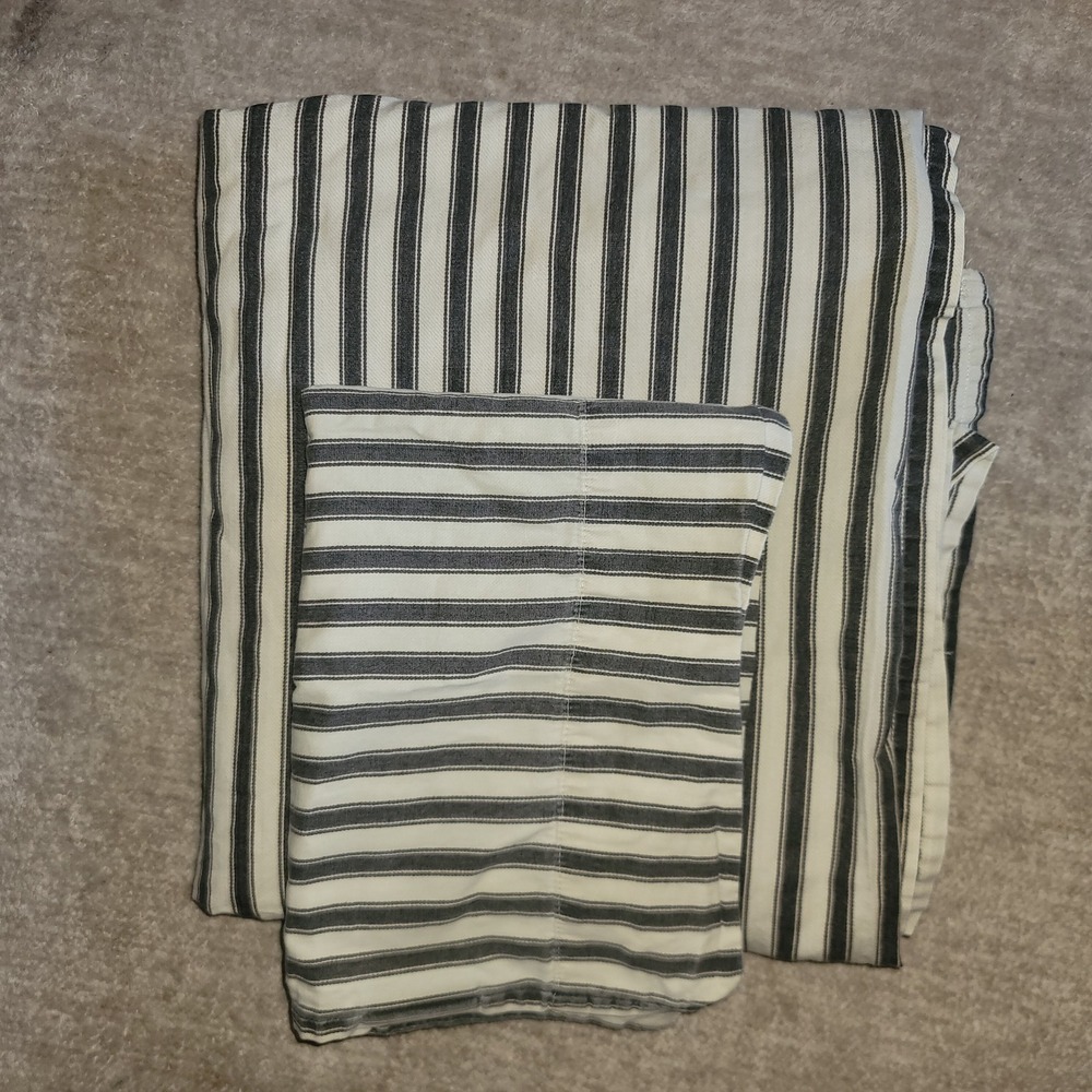 Chaps Ralph Lauren Home Navy Blue and White Striped Qn Size Sheets Cottagecore
